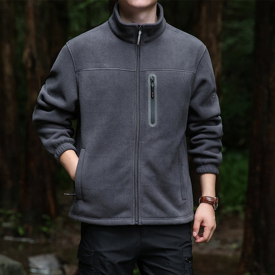 Herren Thermo‑Mikrofleece‑Outdoorjacke mit Stehkragen, wasserdichter Brustreißverschlusstasche Shop Nory