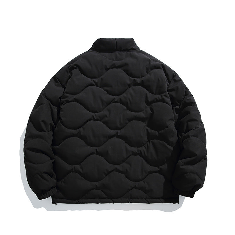 Unisex Oversize-Steppjacke mit V-Ausschnitt, Druckknopfverschluss und wattierter Isolation Shop Nory