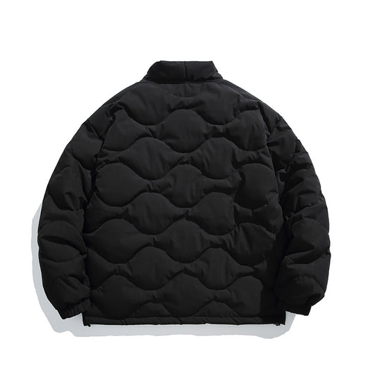 Unisex Oversize-Steppjacke mit V-Ausschnitt, Druckknopfverschluss und wattierter Isolation Shop Nory