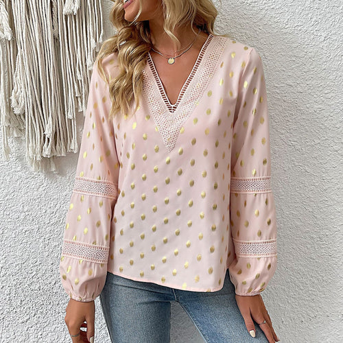 Damen Elegantes Blusenshirt mit Rüschen und Gold-Details Shop Nory
