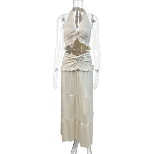 Damen Maxi-Rock mit croptop Design und Rüschendetails