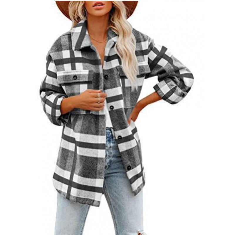 Damen Flanelljacke im lässigen Karomuster