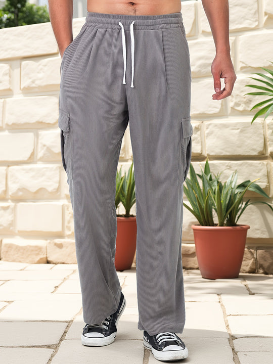 Herren Cord-Optik Cargo-Jogger mit Tunnelzug, elastischem Bund und aufgesetzten Klapptaschen Shop Nory