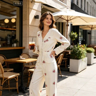 Damen Weicher Viskose-Overall mit floralem Print, Reißverschluss und weitem Bein Shop Nory
