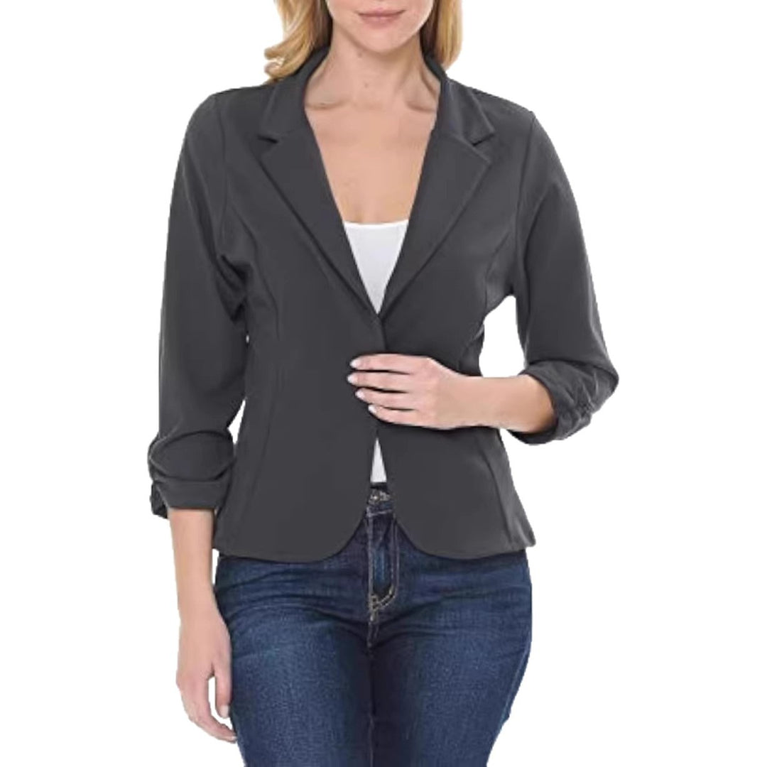Damen taillierter Jersey-Blazer mit Ein-Knopf-Verschluss und dreiviertelärmeln Shop Nory