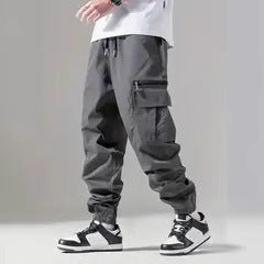 Herren Utility-Cargo-Jogginghose mit Tunnelzug, Knöchelbündchen & Reißverschluss-Beintasche Shop Nory