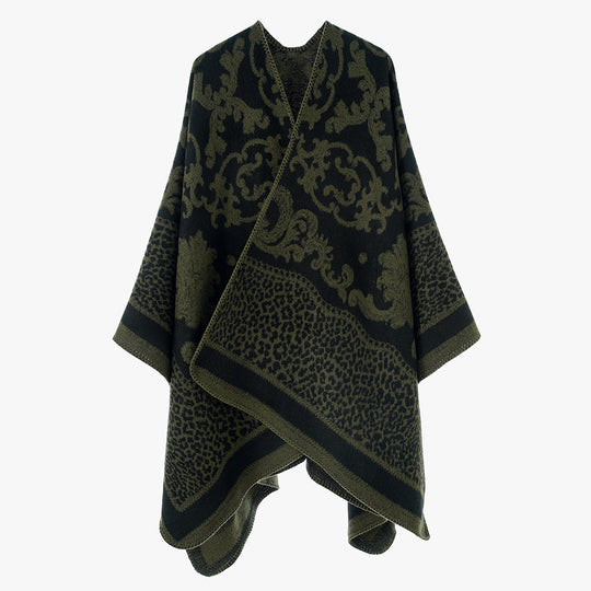 Damen Jacquard‑Wollmix Capeponcho mit Barock‑ und Animalmuster Shop Nory