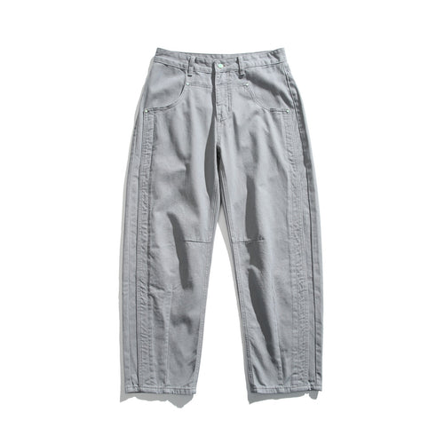 Damen Utility-Hose mit hoher Taille, geradem Bein und Ziernähten Shop Nory