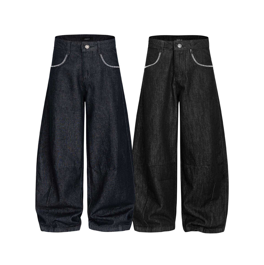 Damen Weite Denim-Hose im Culotte-Style mit hohem Bund und elastischem Saum Shop Nory