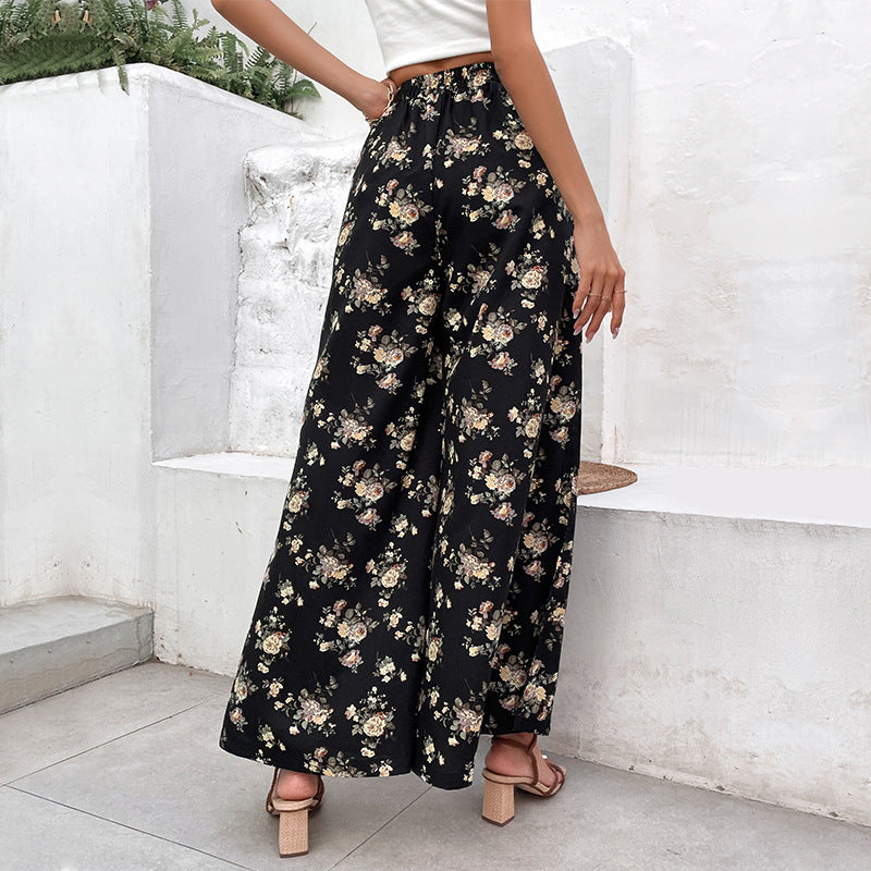 Damen Leichte Palazzo-Hose aus Viskosemix mit Gummibund, Tunnelzug und seitlichen Beinschlitzen Shop Nory