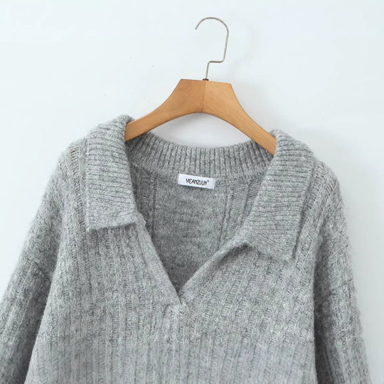 Damen Oversize-Grobstrick-Set mit Polokragen und Midirock Shop Nory