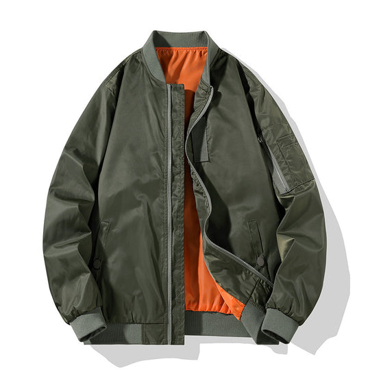 Herren Piloten-Bomberjacke im Military-Look mit kontrastierendem Innenfutter, Ärmeltasche und gerippten Bündchen Shop Nory