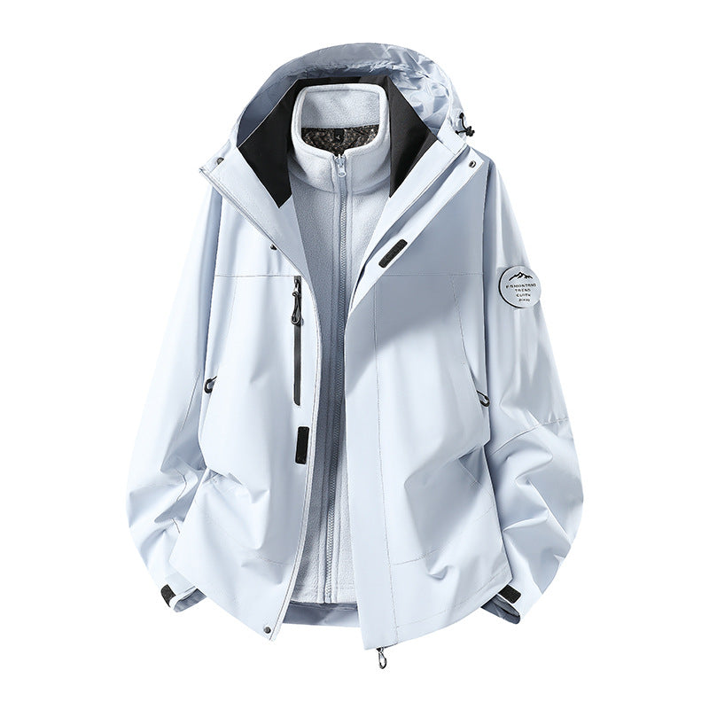 Herren zweilagige Softshell-Outdoorjacke mit herausnehmbarem Fleecefutter und verstellbarer Kapuze Shop Nory