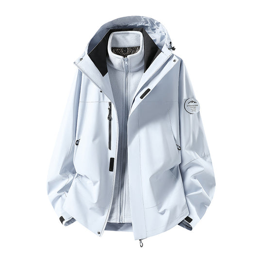 Herren zweilagige Softshell-Outdoorjacke mit herausnehmbarem Fleecefutter und verstellbarer Kapuze Shop Nory