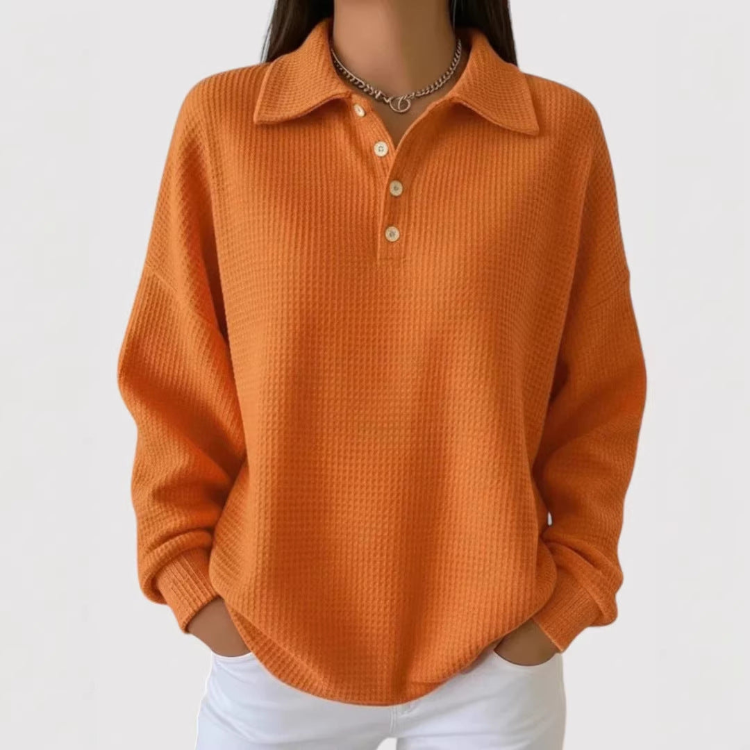 Damen Lässiges Waffel-Pullover