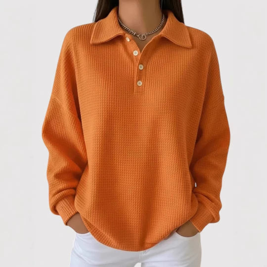 Damen Lässiges Waffel-Pullover