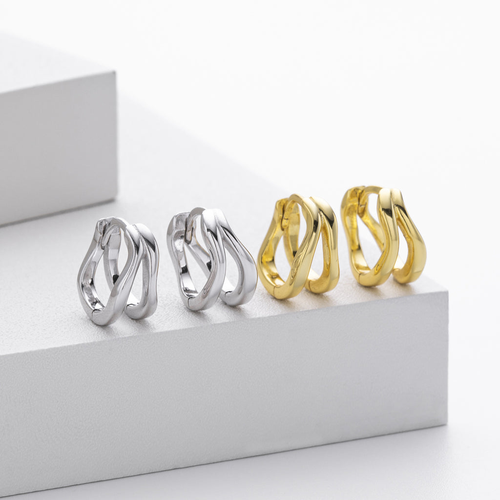 Damen Ohrringe mit modernem, geschwungenem Design aus 925 Sterling Silber Shop Nory