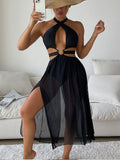 Damen Wickelkleid mit modischem Schnitt und elegantem Ringdetail
