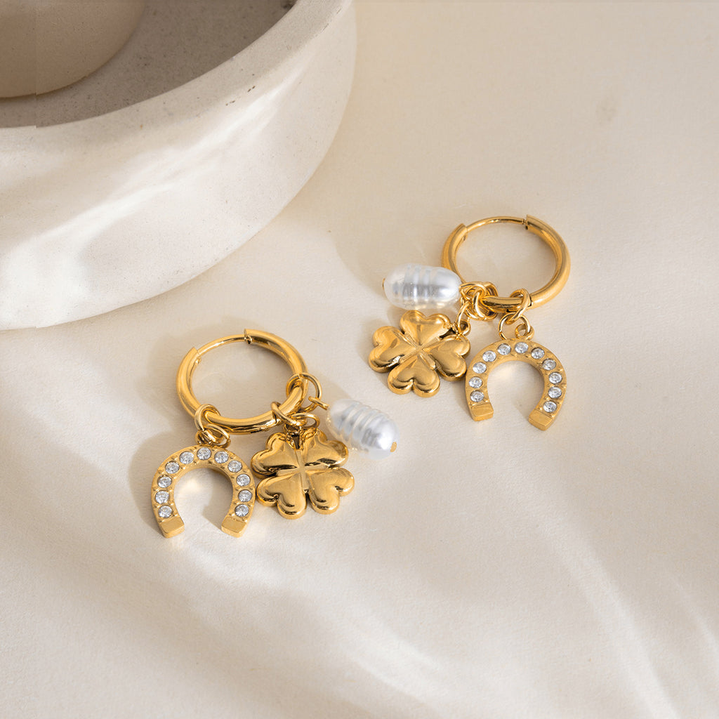 Damen Ohrhänger mit einzigartigem Glücksdesign und funkelnden Zirkonia Shop Nory
