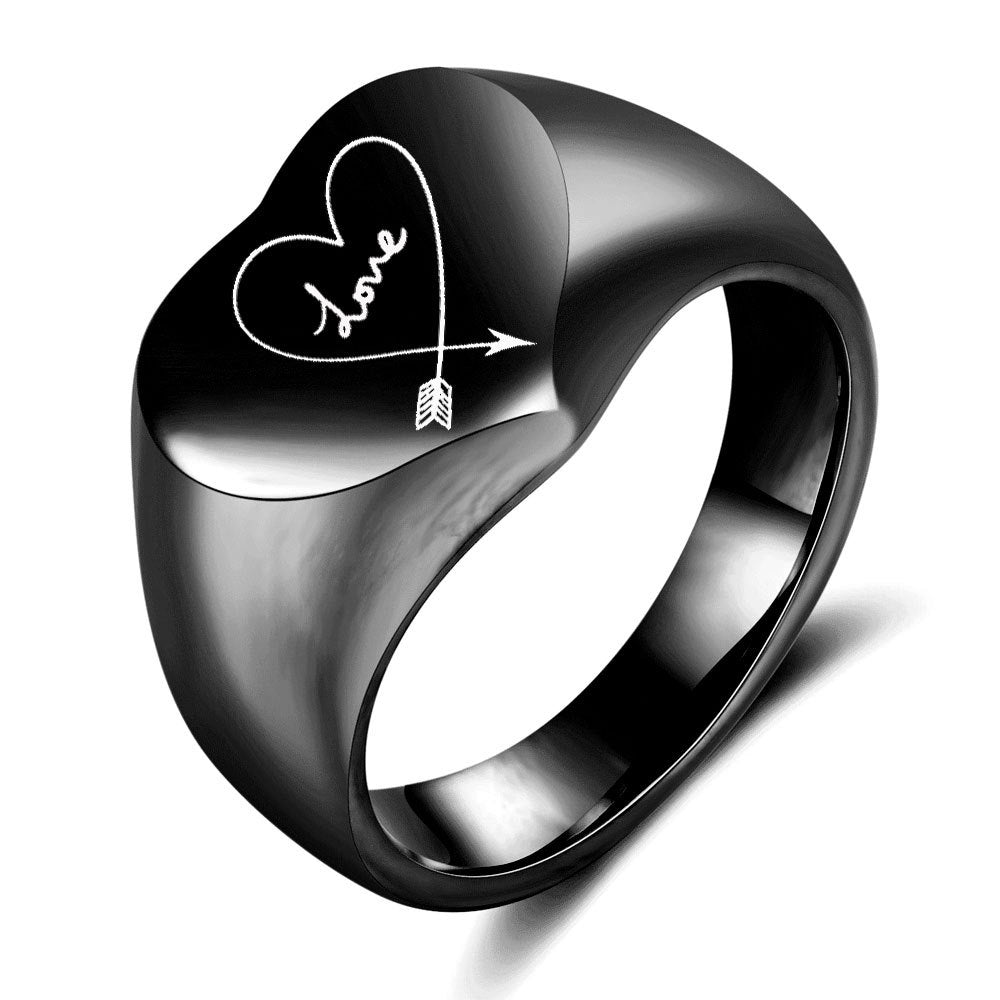 Damen Ring mit herzförmigem Design und eingravierter "Love"-Botschaft Shop Nory