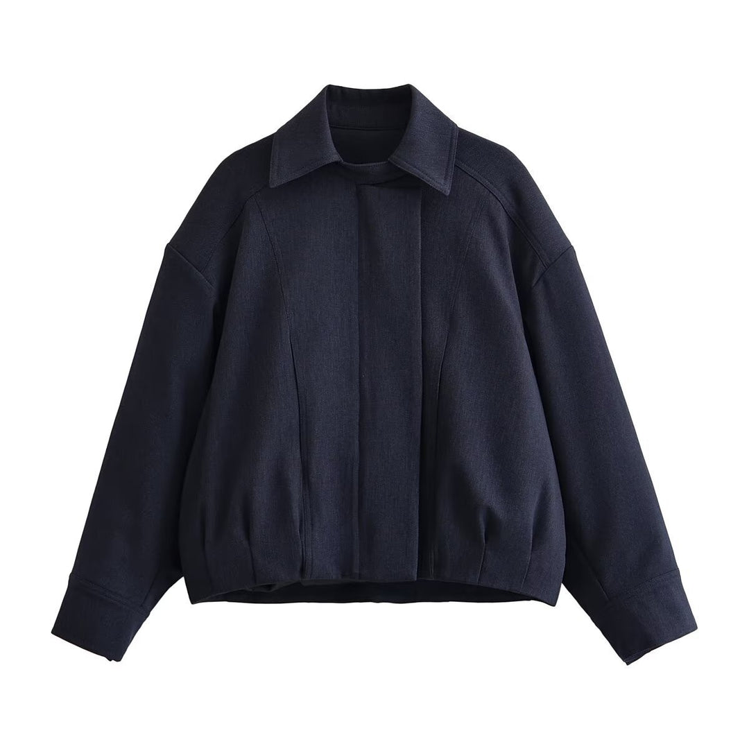 Damen Boxy-Cropped Hemdjacke mit verdeckter Leiste und elastischem Saum Shop Nory