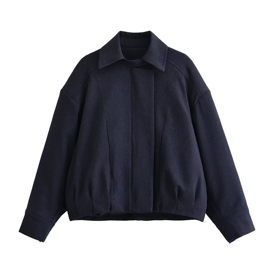 Damen Boxy-Cropped Hemdjacke mit verdeckter Leiste und elastischem Saum Shop Nory