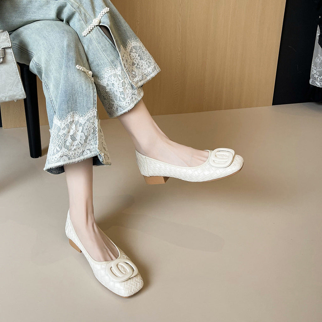 Damen Ballerinas mit schickem Reliefmuster und modischem Schnallenakzent