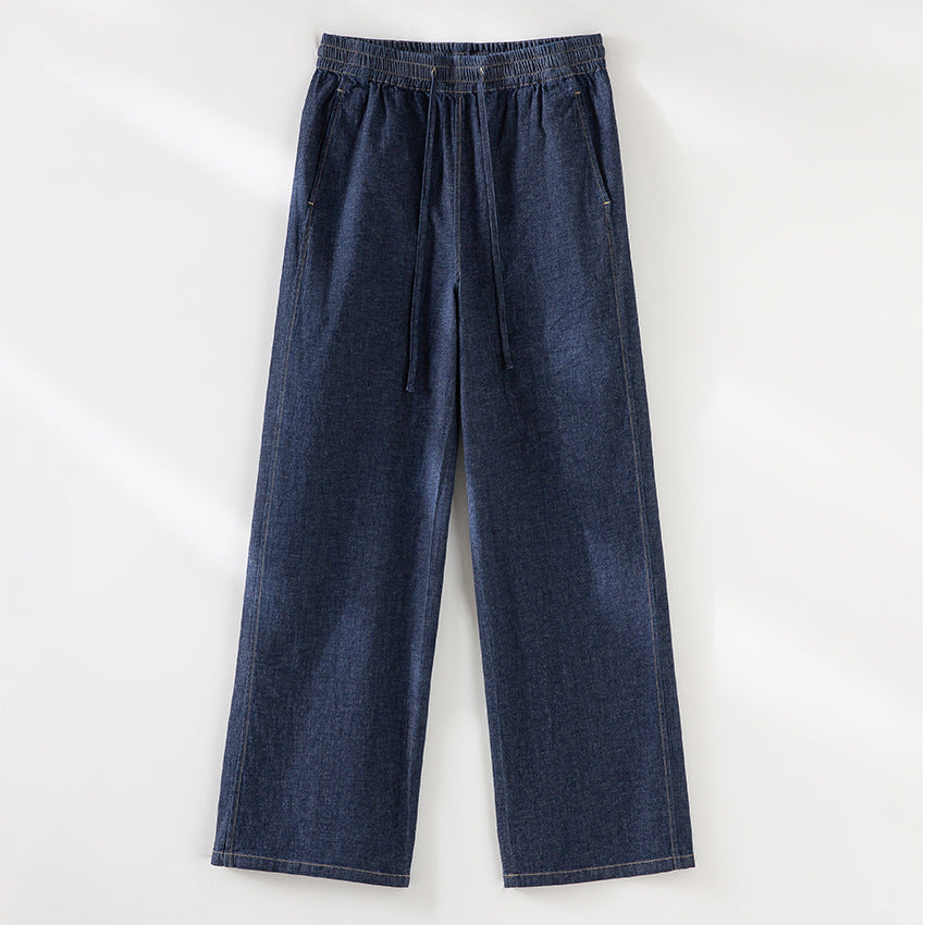 Damen Weite Jeanshose mit elastischem Bund und Tunnelzug Shop Nory