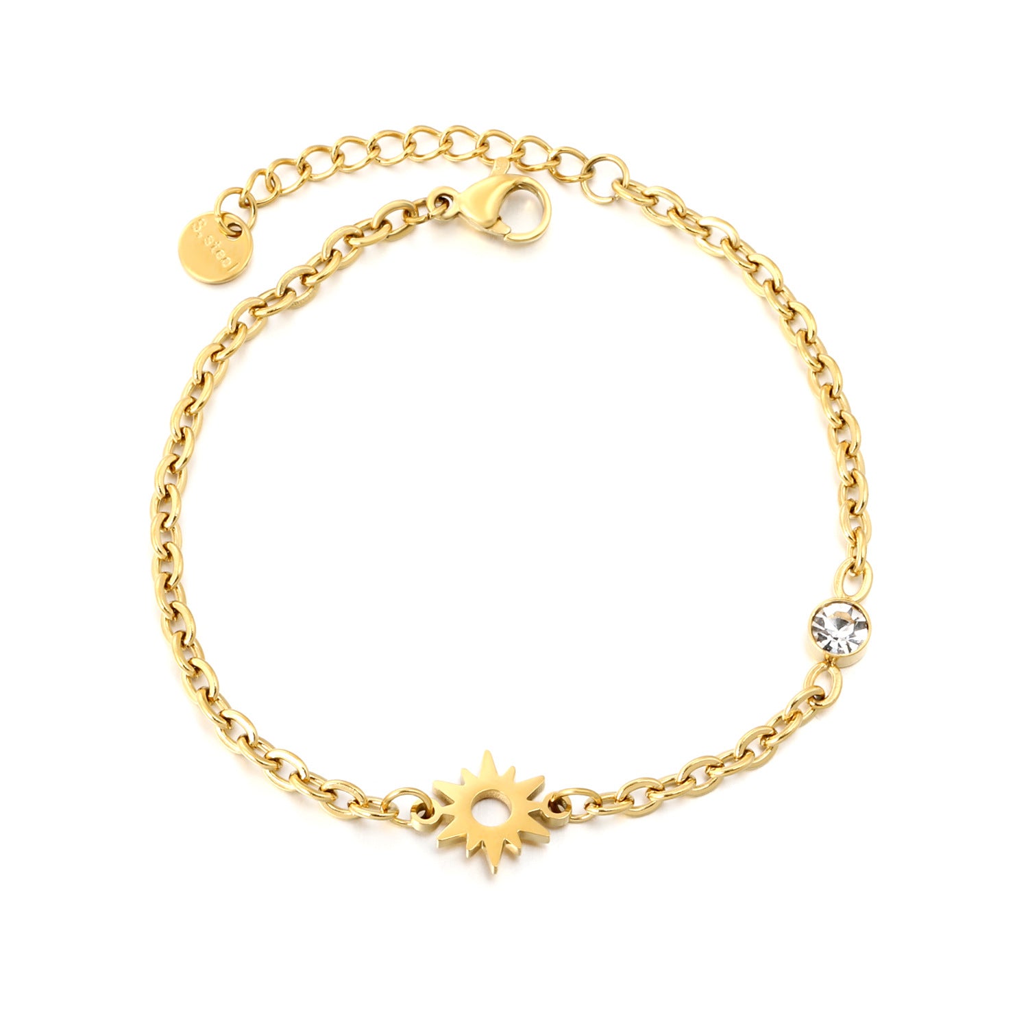 Damen Armband mit funkelndem Sonnensymbol und eleganter Gliederkette Shop Nory