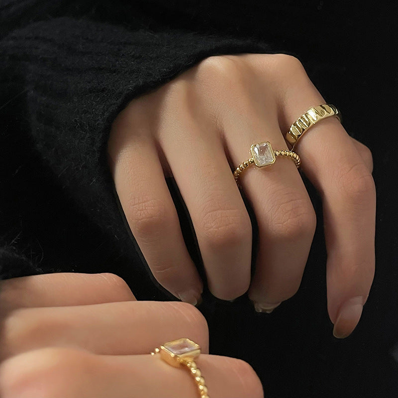 Damen Offener Ring mit dekorativem Zickzack-Muster Shop Nory