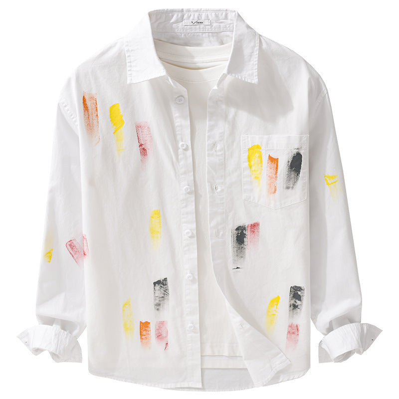 Unisex Bedrucktes Baumwoll-Overshirt im Künstlerprint mit Brusttasche Shop Nory