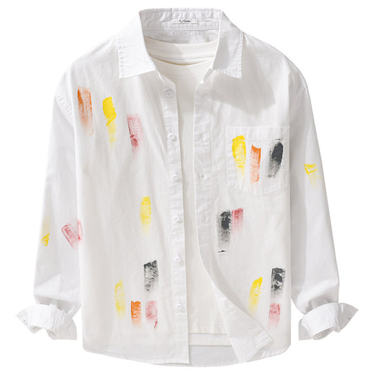 Unisex Bedrucktes Baumwoll-Overshirt im Künstlerprint mit Brusttasche Shop Nory