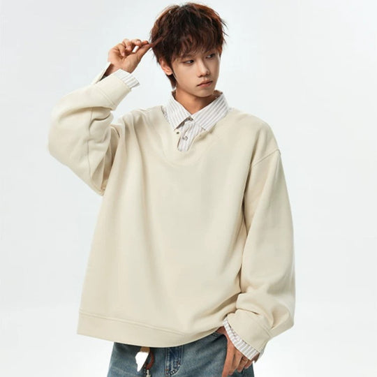 Herren Oversized Sweatshirt mit V-Notch-Kragen und Drop-Shoulder Shop Nory