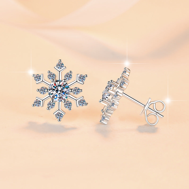 Damen Ohrstecker im Schneeflocken-Design mit funkelnden Kristallen Shop Nory