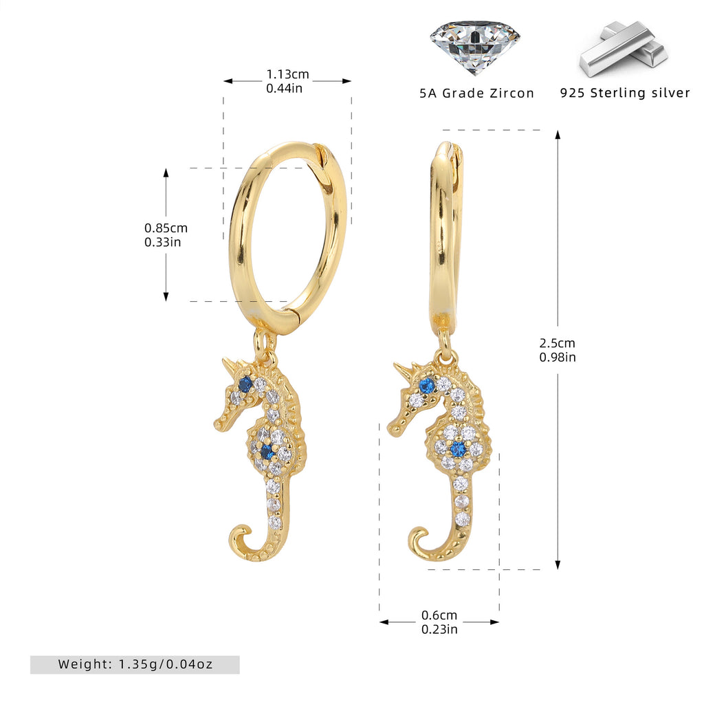 Damen Ohrhänger mit filigranem Seepferdchen-Design aus hochwertigem 925 Sterling Silber Shop Nory