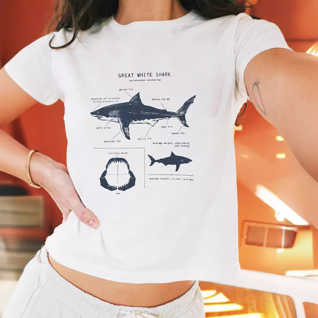 Damen Kurzarm T-Shirt mit aufgedrucktem Lippenmotiv Shopnory