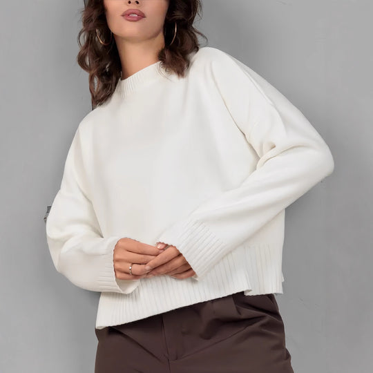 Damen Bequemer Strickpullover mit Rundhalsausschnitt