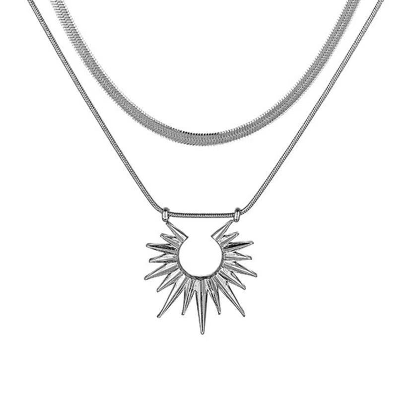 Damen mehrlagige Halskette mit stilvollem Sonnenanhänger Shop Nory