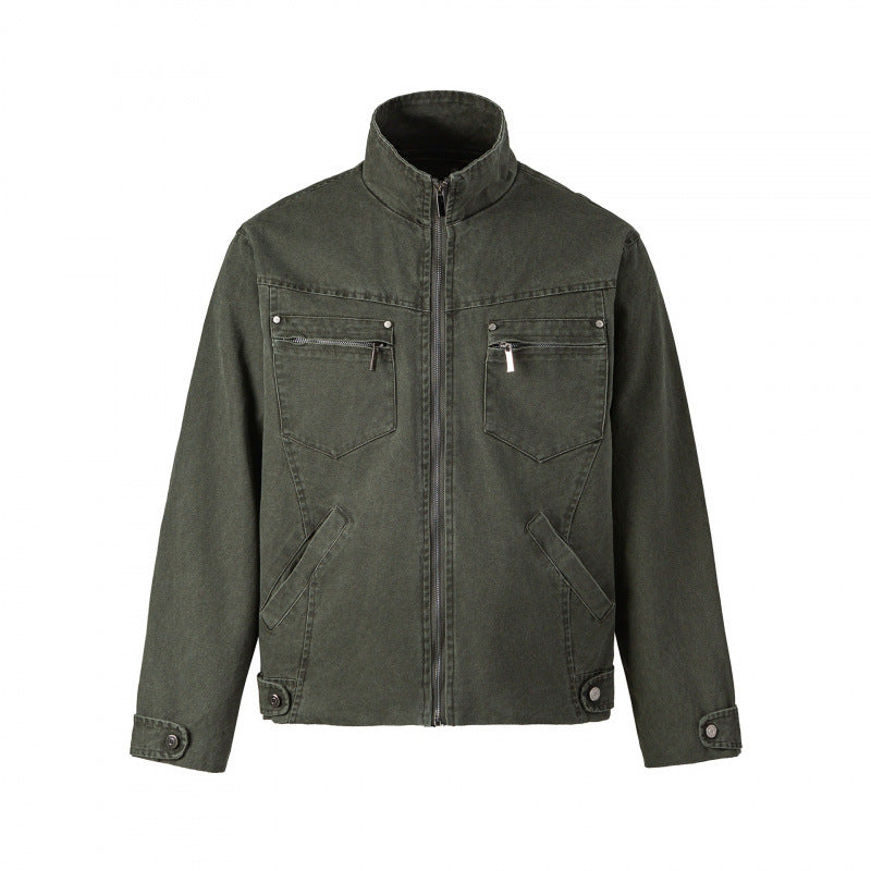 Herren Kurzjacke aus Canvas im Field‑Style mit Stehkragen, Reißverschluss und Multifunktionstaschen Shop Nory