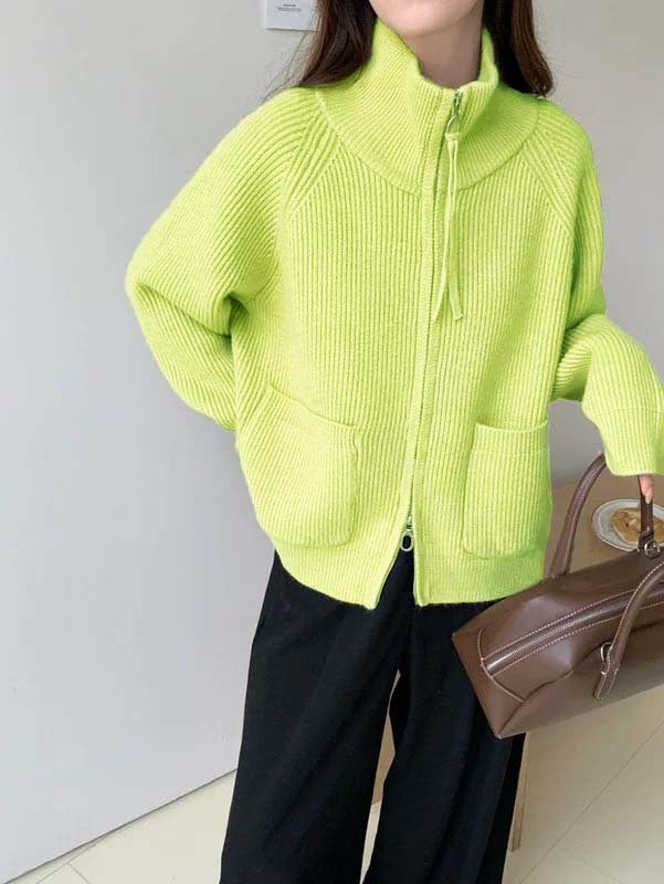 Damen Hochwertiger Strickjacke mit Reißverschluss Shop Nory