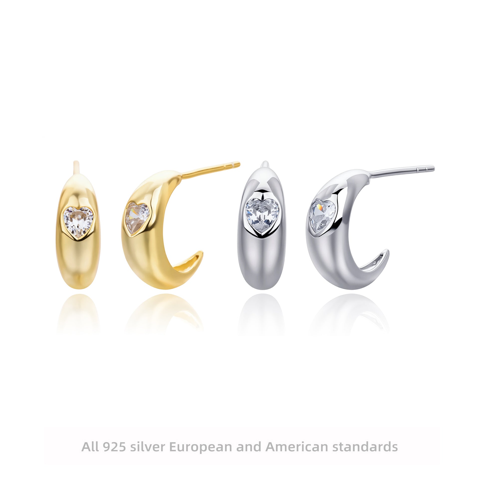 Damen Ohrhänger mit funkelndem Herzen aus hochwertigem 925 Sterling Silber Shop Nory