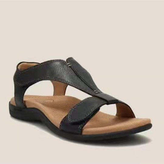 Damen Bequeme Flache Sandalen mit ergonomischem Kork‑Komfortfußbett und Klettverschluss Shop Nory