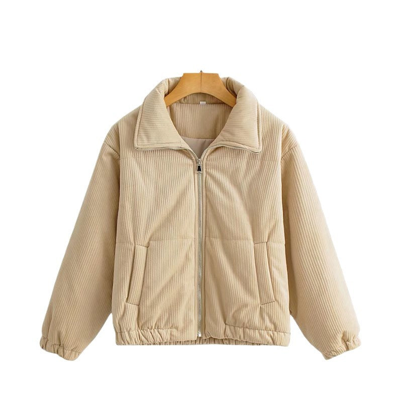 Damen Gepolsterte Cord-Steppjacke mit Stehkragen und elastischem Saum Shop Nory