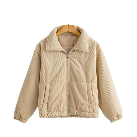 Damen Gepolsterte Cord-Steppjacke mit Stehkragen und elastischem Saum Shop Nory