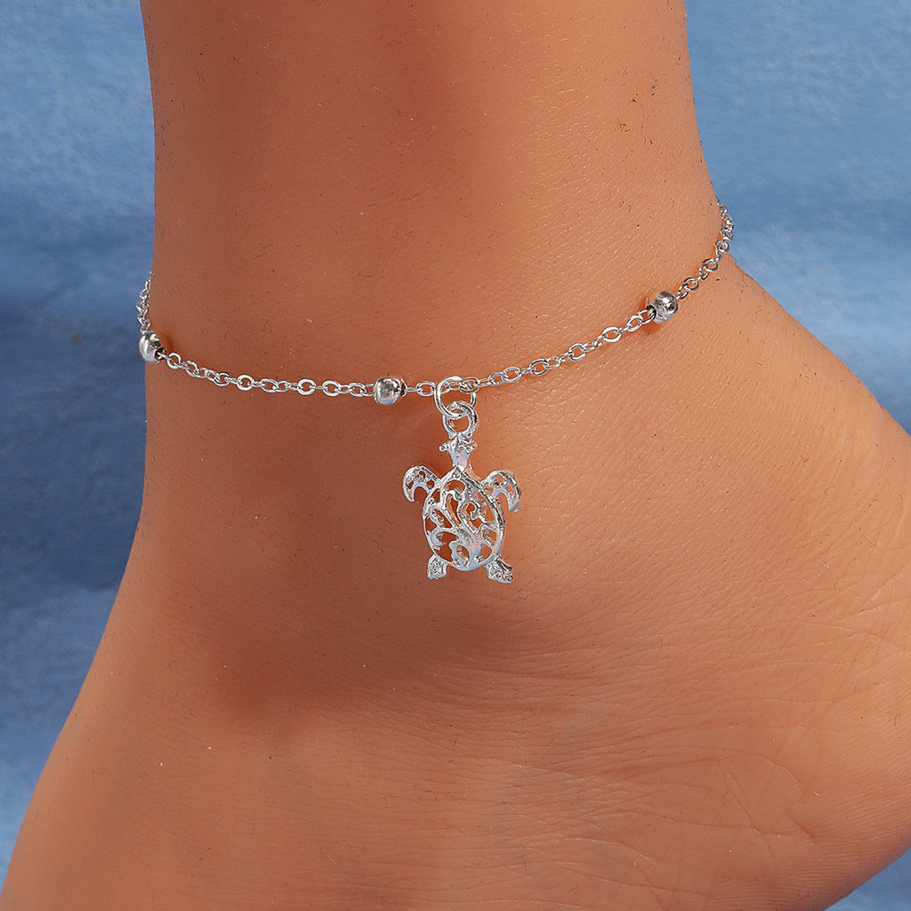 Damen Fußkettchen mit filigranem Schildkrötenanhänger Shop Nory