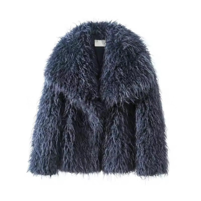 Damen Kurzjacke aus langflorigem Kunstpelz mit voluminösem Schalkragen Shop Nory