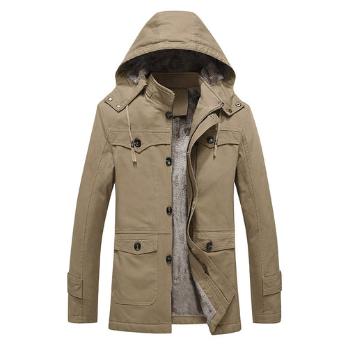 Herren wattierter Canvas-Parka mit fester Kapuze, kuscheligem Teddy-Innenfutter und Mehrfach-Taschen Shop Nory