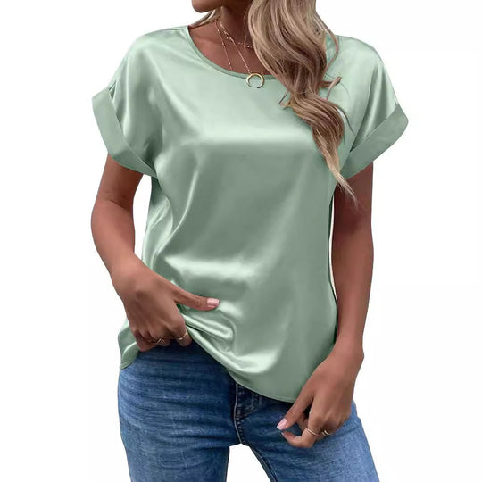 Damen Satin Bluse