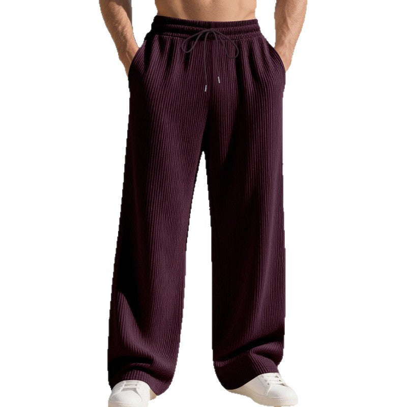 Herren lässige Plisseehose mit elastischem Bund und seitlichen Taschen
