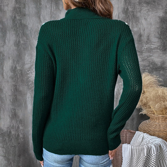 Damen Hochwertiger Strickpullover mit V-Ausschnitt Shop Nory